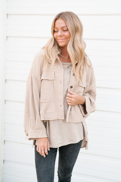Taylor Waffle Knit Cropped Jacket