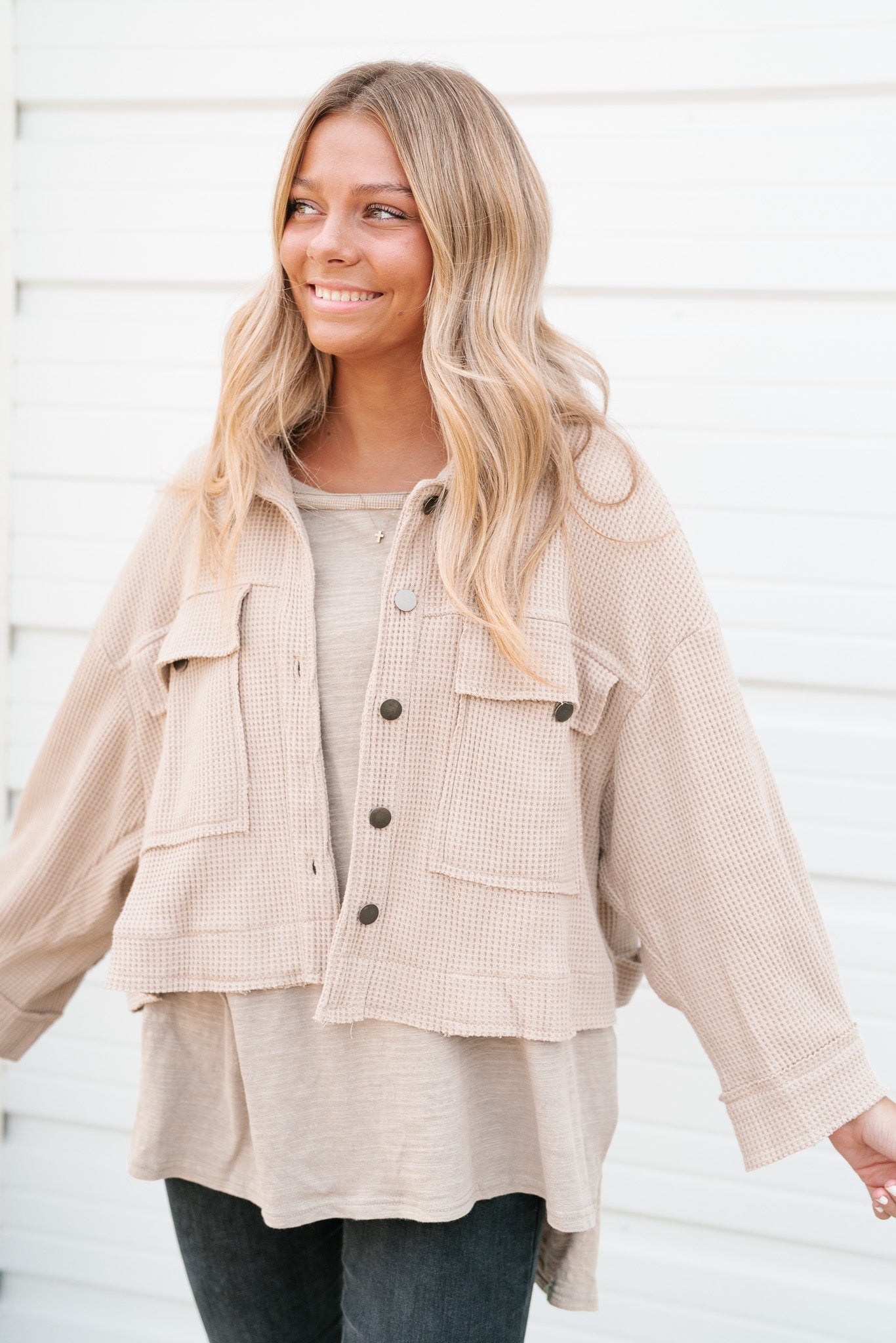 Taylor Waffle Knit Cropped Jacket