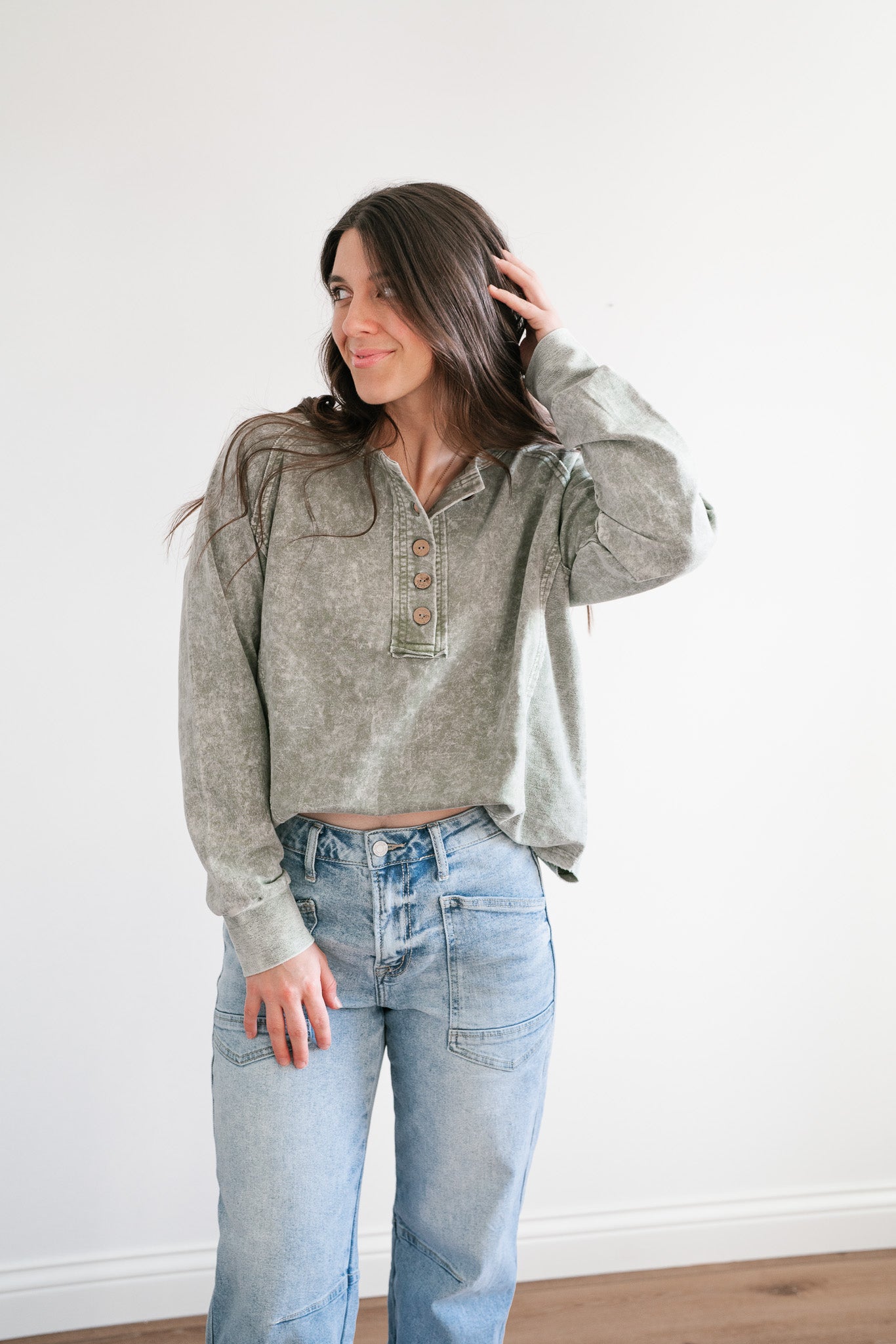 Ava Mineral Wash Long Sleeve Top