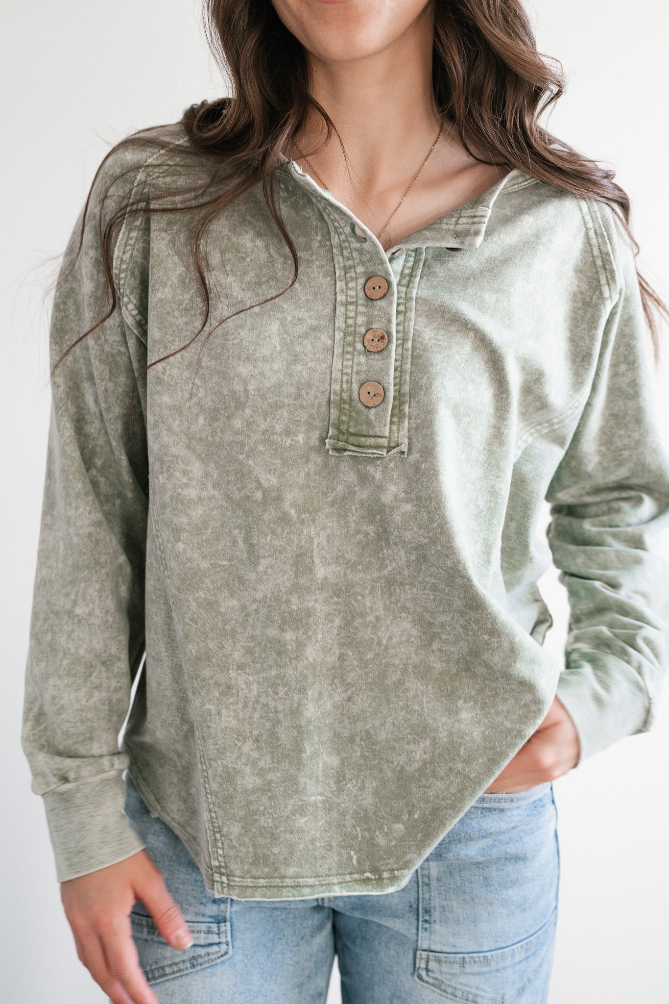 Ava Mineral Wash Long Sleeve Top