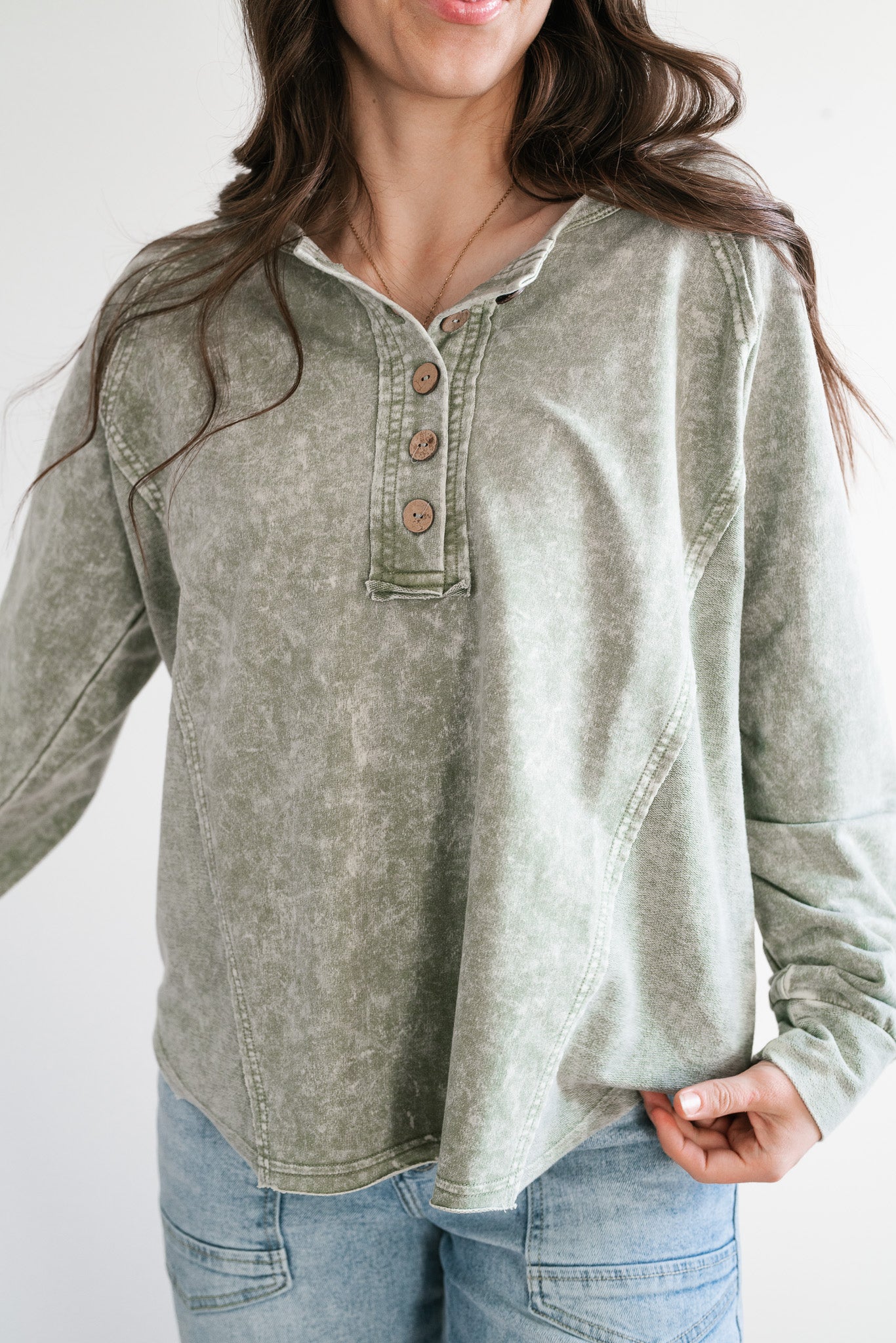 Ava Mineral Wash Long Sleeve Top