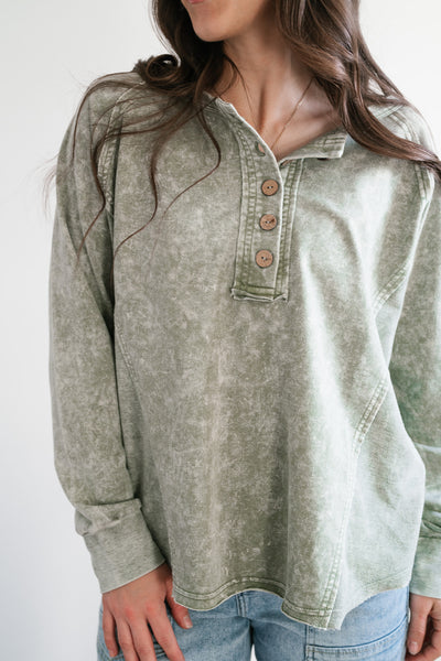 Ava Mineral Wash Long Sleeve Top