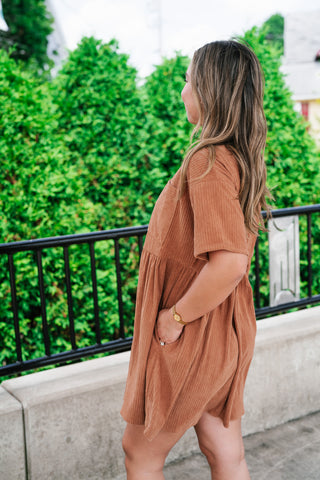 Harvest Hour Corduroy Mini Dress - Camel