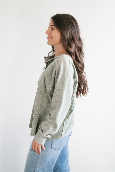 Ava Mineral Wash Long Sleeve Top