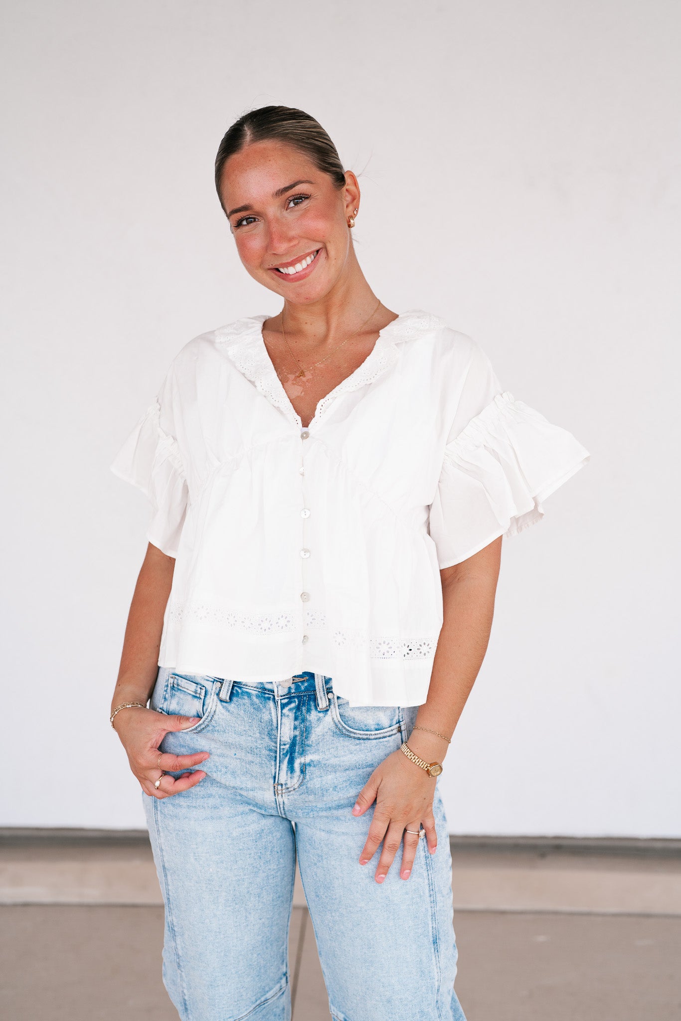 Sunday Best Button Detail Top