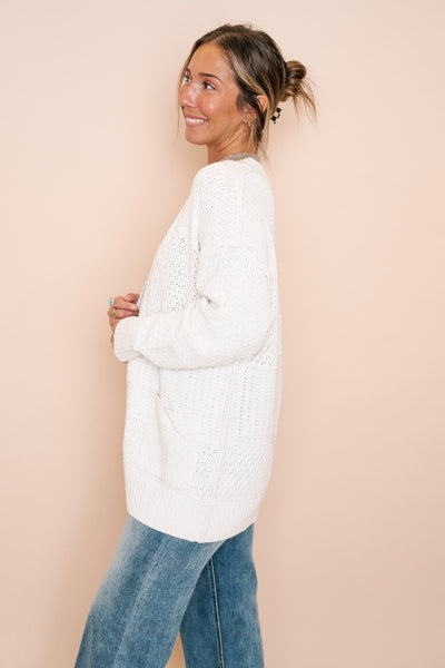 Knit Textured Open Front Cardigan