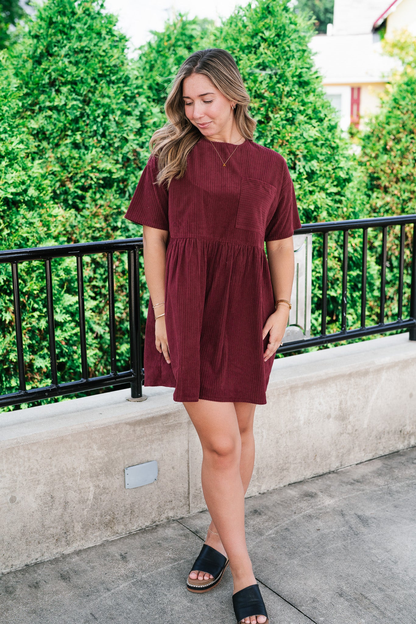 Harvest Hour Corduroy Mini Dress - Burgundy