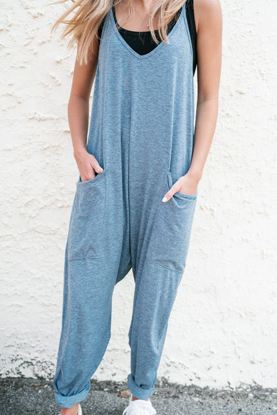 Free As Can Be Jumpsuit - Steel Blue