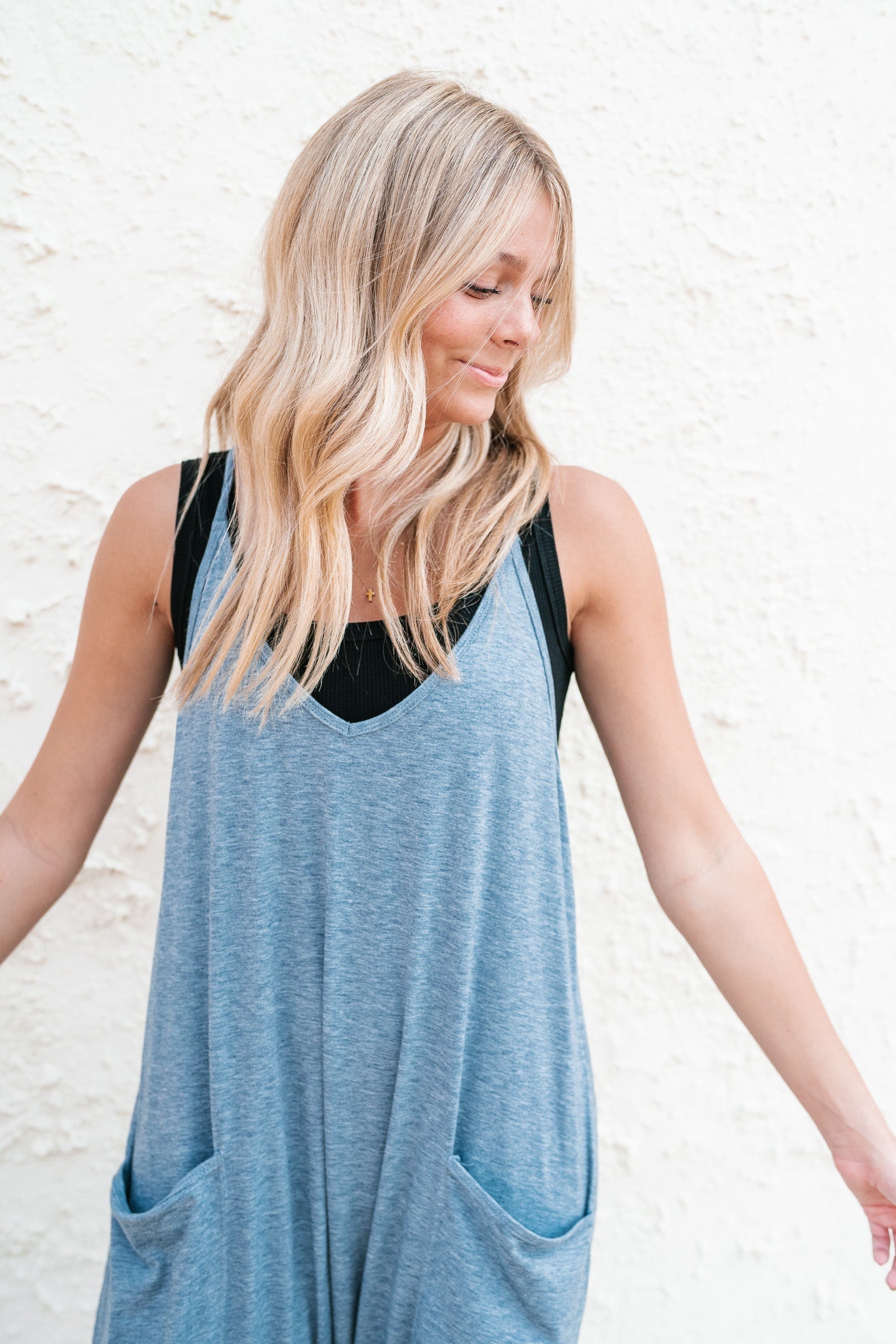 Free As Can Be Jumpsuit - Steel Blue