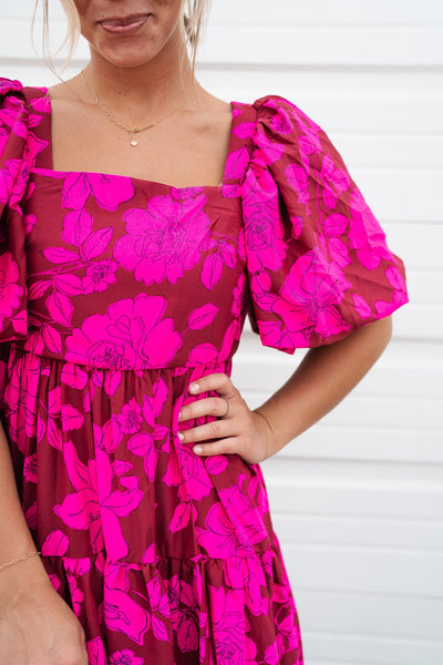 Never Get Over It Floral Puff Sleeve Dress