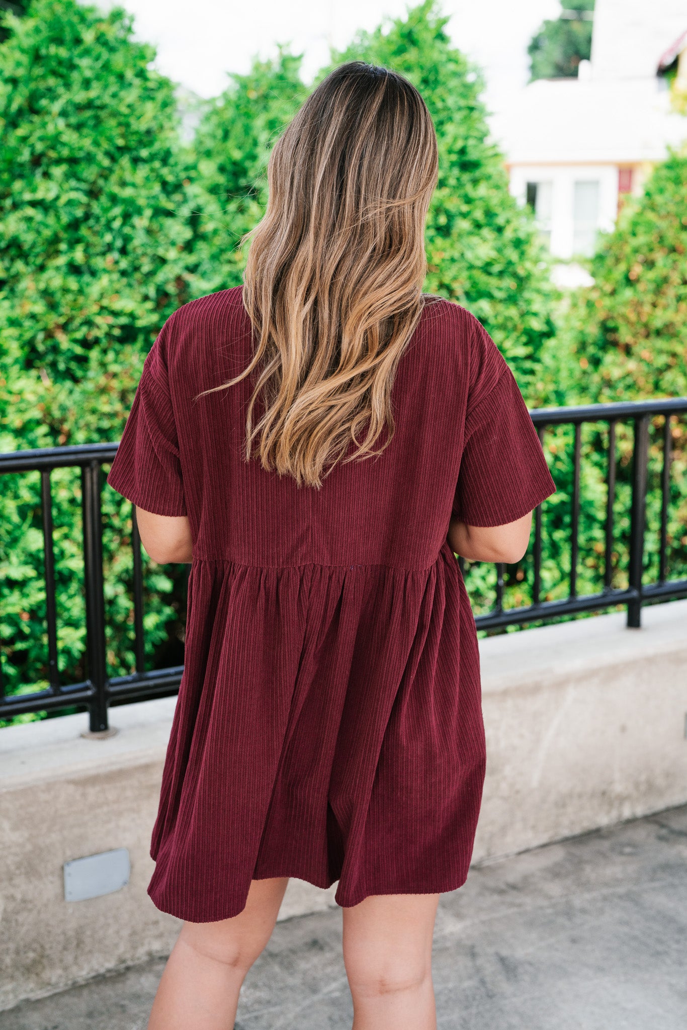 Harvest Hour Corduroy Mini Dress - Burgundy