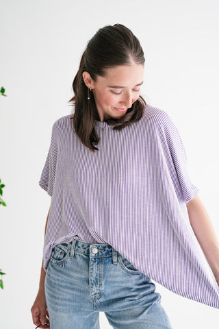 Hot Shot Ribbed Dolman Sleeve Top- Lavender