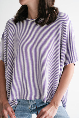 Hot Shot Ribbed Dolman Sleeve Top- Lavender