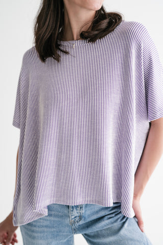 Hot Shot Ribbed Dolman Sleeve Top- Lavender
