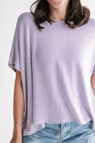 Hot Shot Ribbed Dolman Sleeve Top- Lavender
