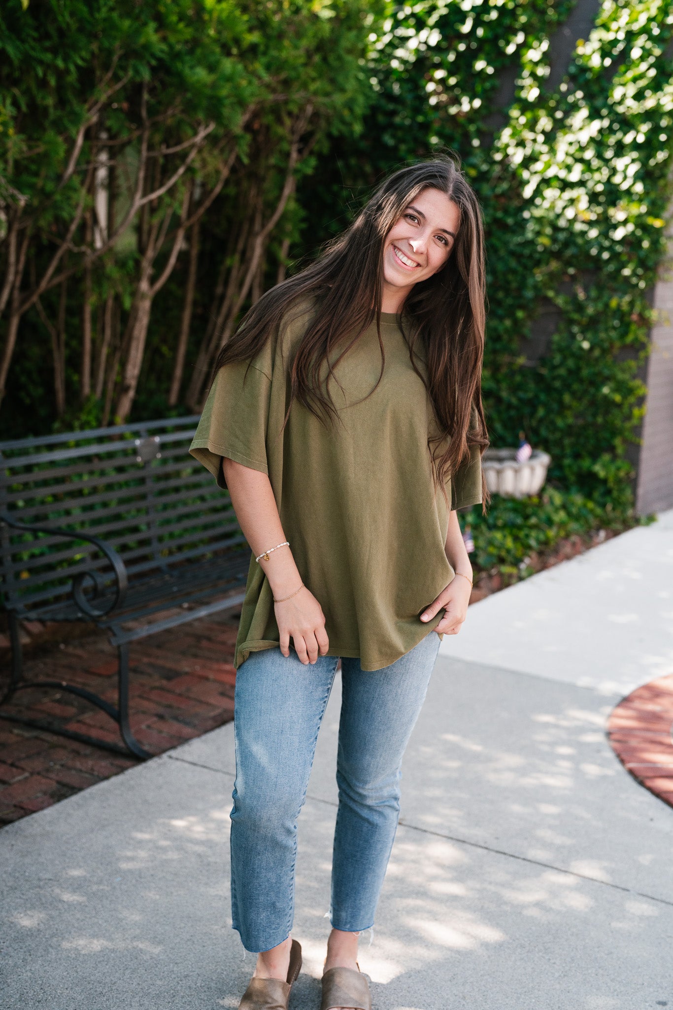 Lounge Around Mineral Wash Oversized Tee- Moss