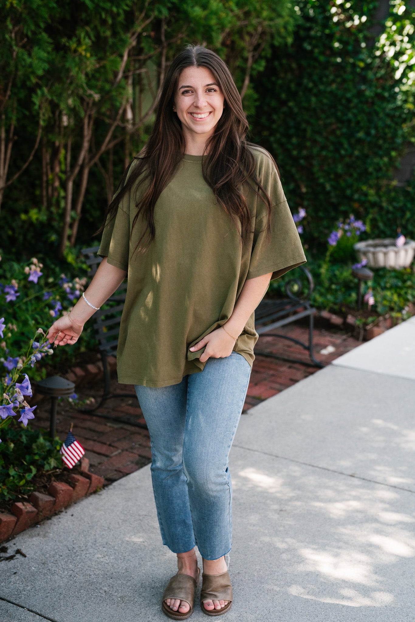 Lounge Around Mineral Wash Oversized Tee- Moss