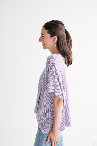 Hot Shot Ribbed Dolman Sleeve Top- Lavender