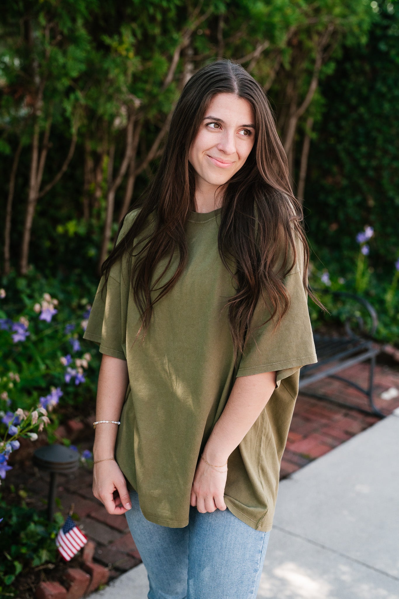 Lounge Around Mineral Wash Oversized Tee- Moss