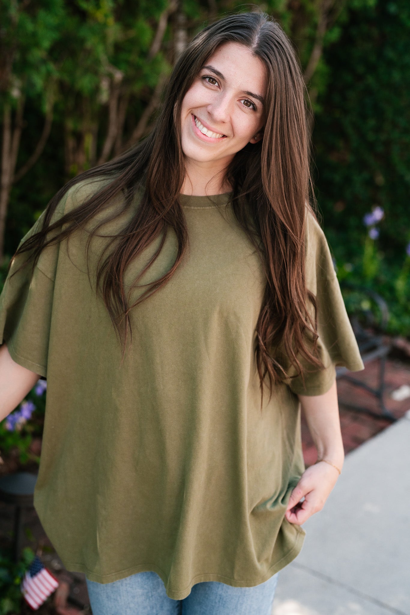 Lounge Around Mineral Wash Oversized Tee- Moss