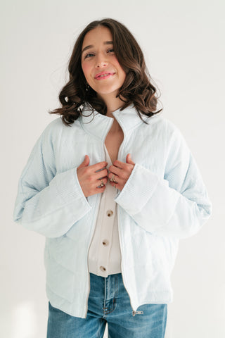 Cozy Light Blue Oversized Zip Jacket