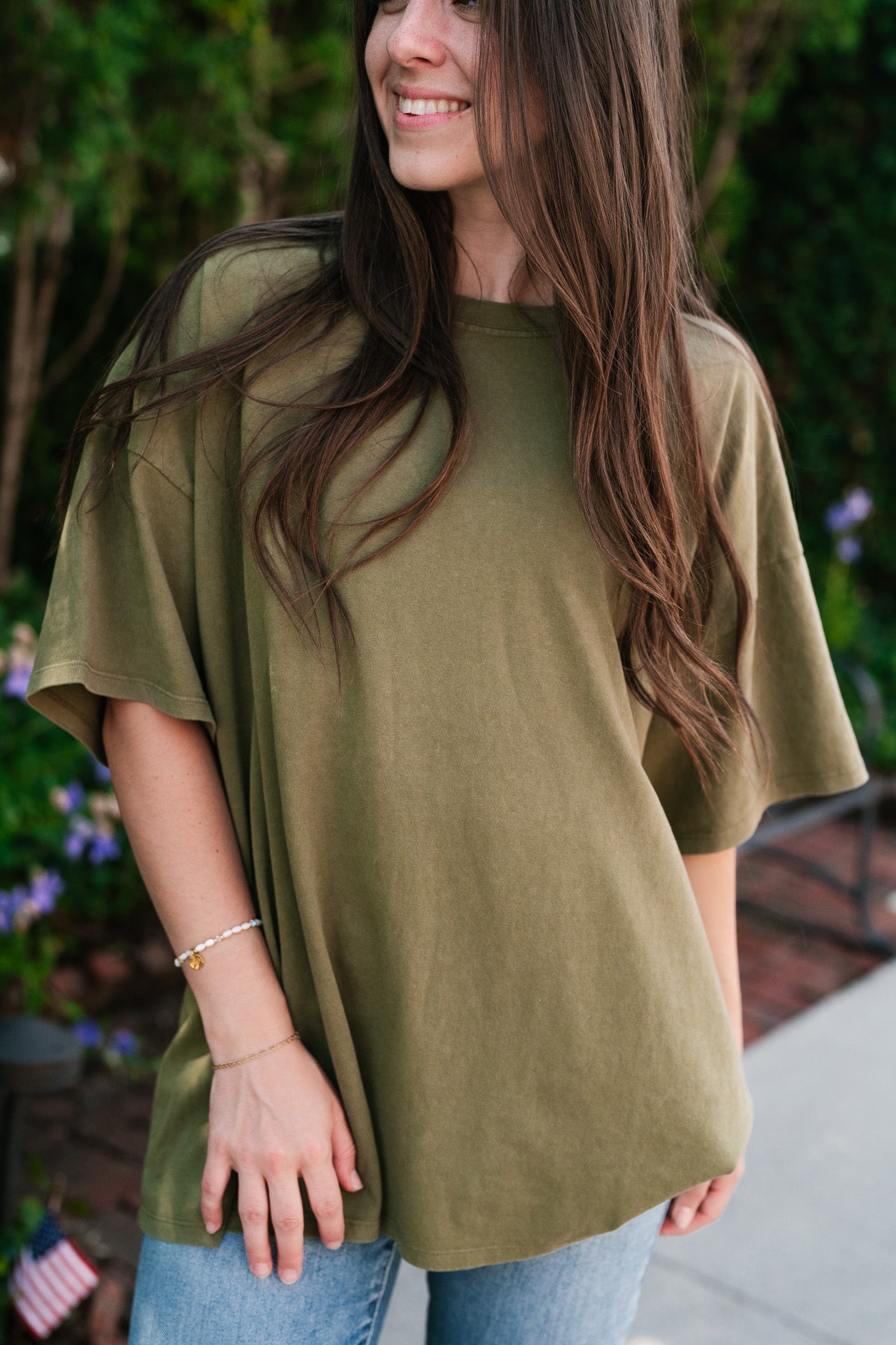 Lounge Around Mineral Wash Oversized Tee- Moss