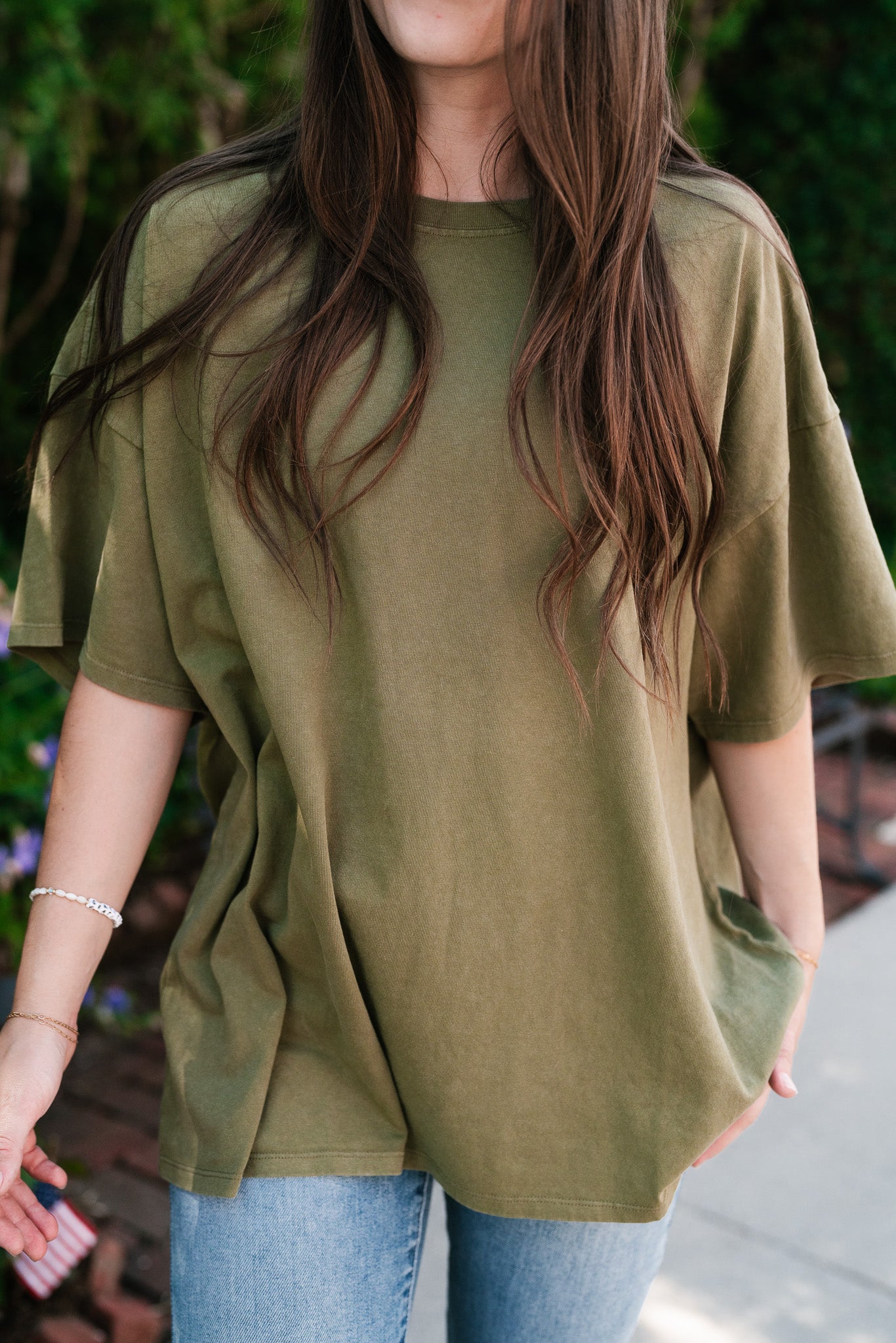 Lounge Around Mineral Wash Oversized Tee- Moss