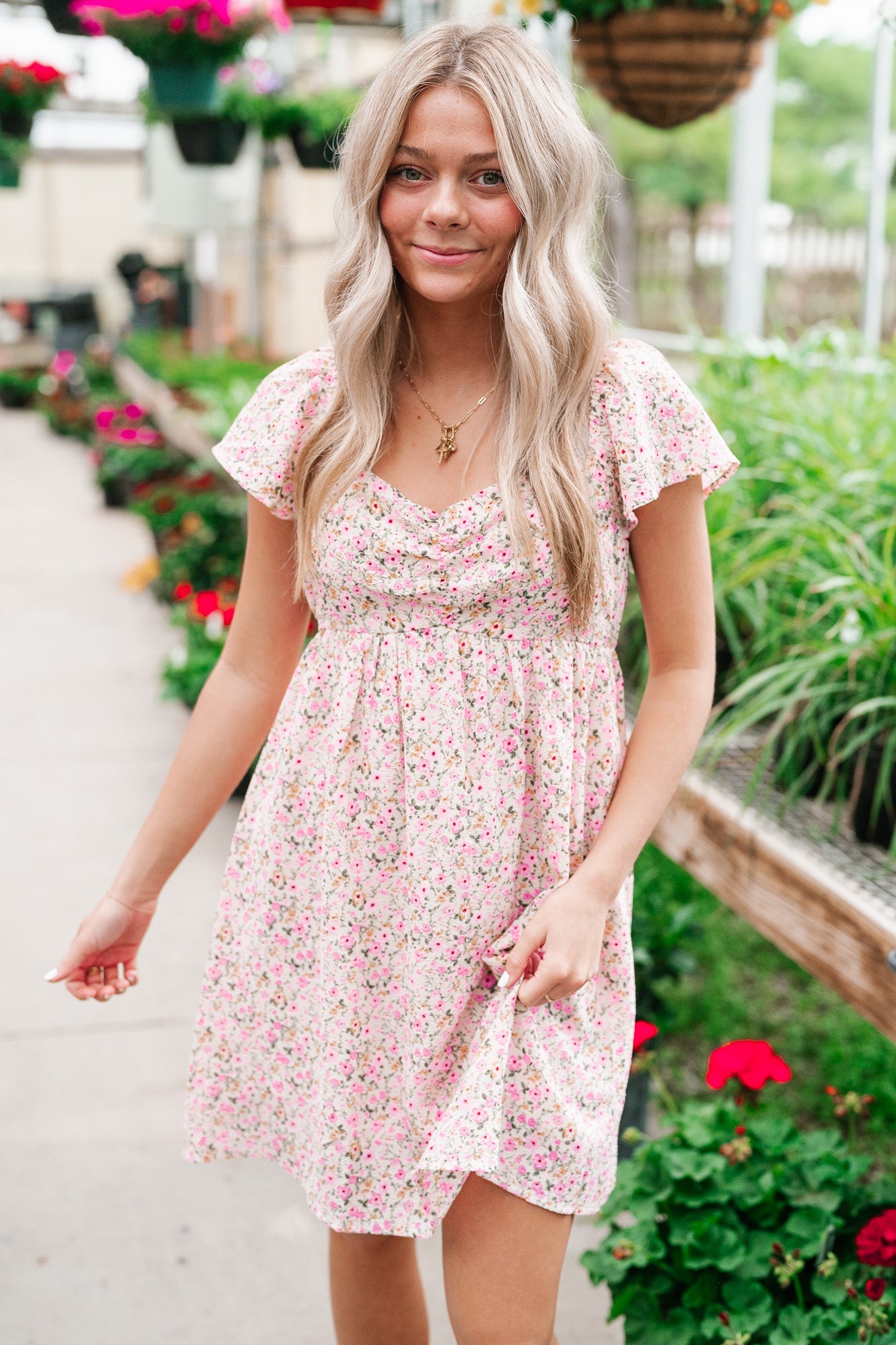 Sweetheart Chiffon Floral Mini Dress