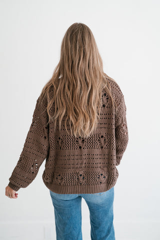 Sunday Stroll Textured Sweater Top - Chocolate