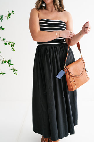 Spring Harbor Stripe Strapless Midi Dress
