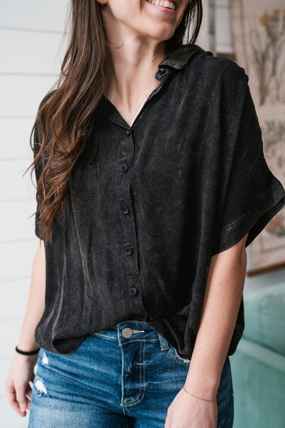 Back In Black Button Up Top