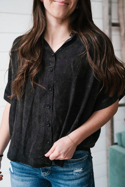 Back In Black Button Up Top