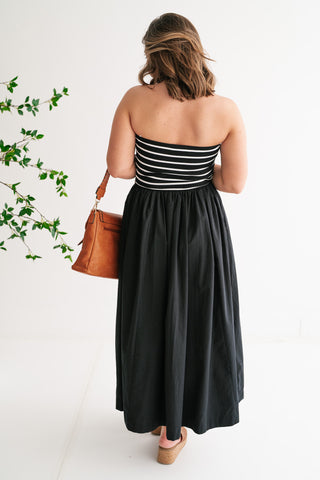 Spring Harbor Stripe Strapless Midi Dress