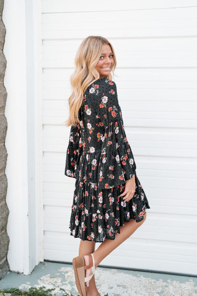 For The Frill Of It Floral Bell Sleeve Dress