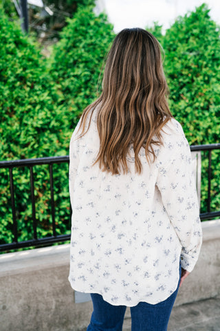 Rose Meadow Button-Up Top - Dusty Blue