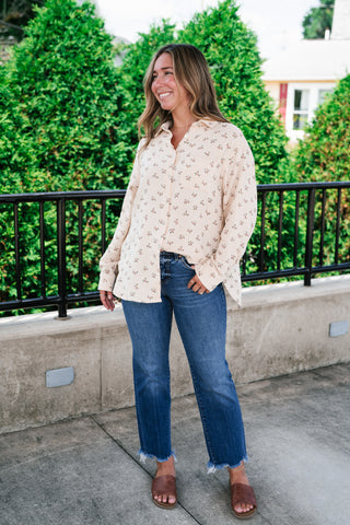 Rose Meadow Button-Up Top - Mauve