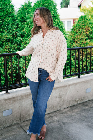 Rose Meadow Button-Up Top - Mauve