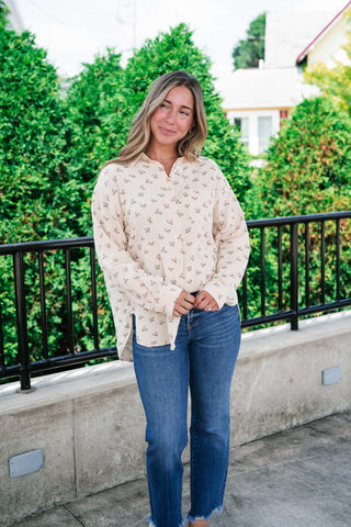 Rose Meadow Button-Up Top - Mauve