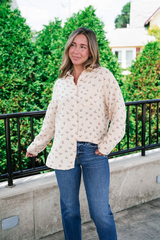 Rose Meadow Button-Up Top - Mauve