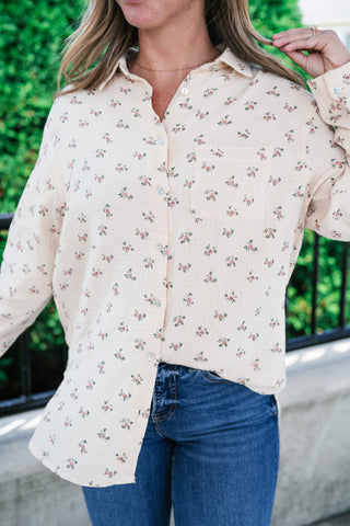 Rose Meadow Button-Up Top - Mauve