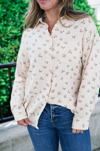 Rose Meadow Button-Up Top - Mauve