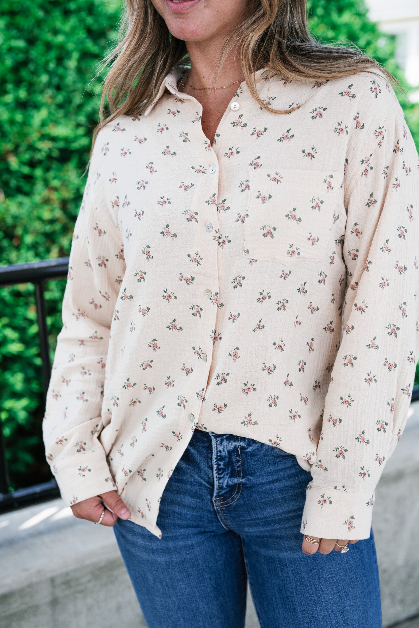 Rose Meadow Button-Up Top - Mauve