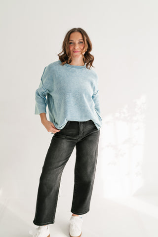 Relaxed Rhythm Knit Top - Blue