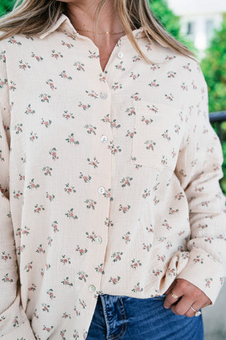 Rose Meadow Button-Up Top - Mauve