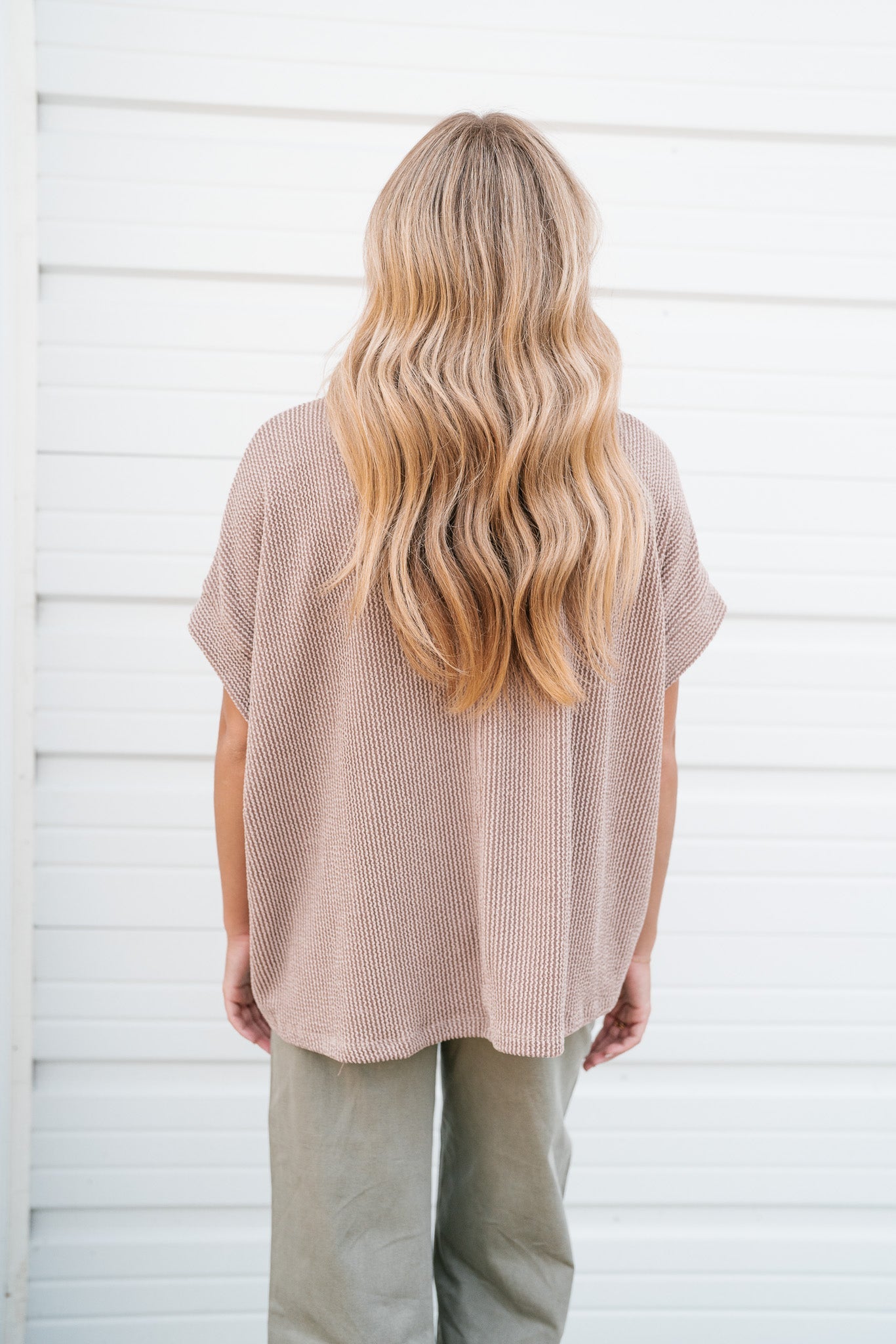 Summer Days Short Sleeve Ribbed Top - Acorn