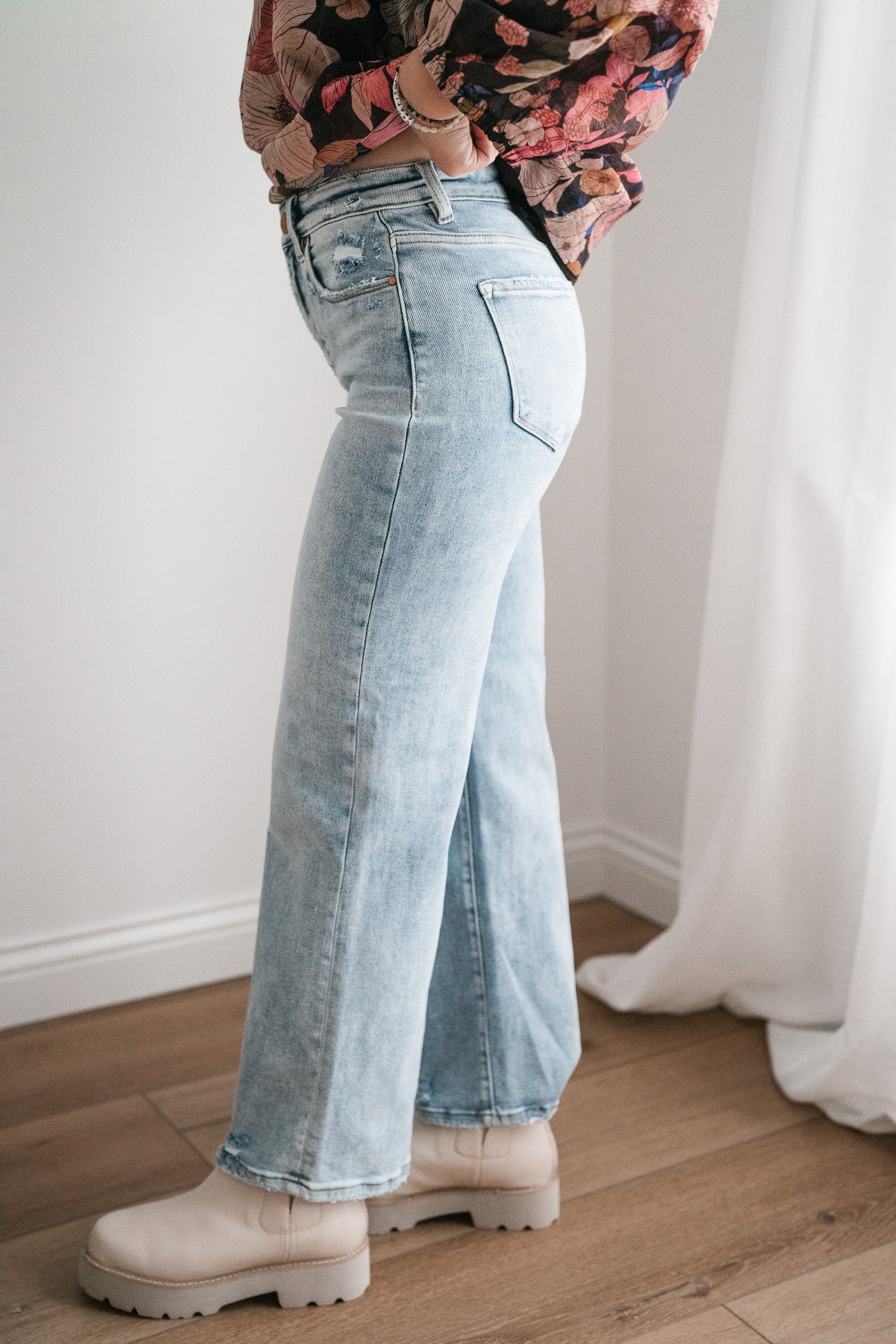 Risen Nova High Rise Tummy Control Wide Leg Jean