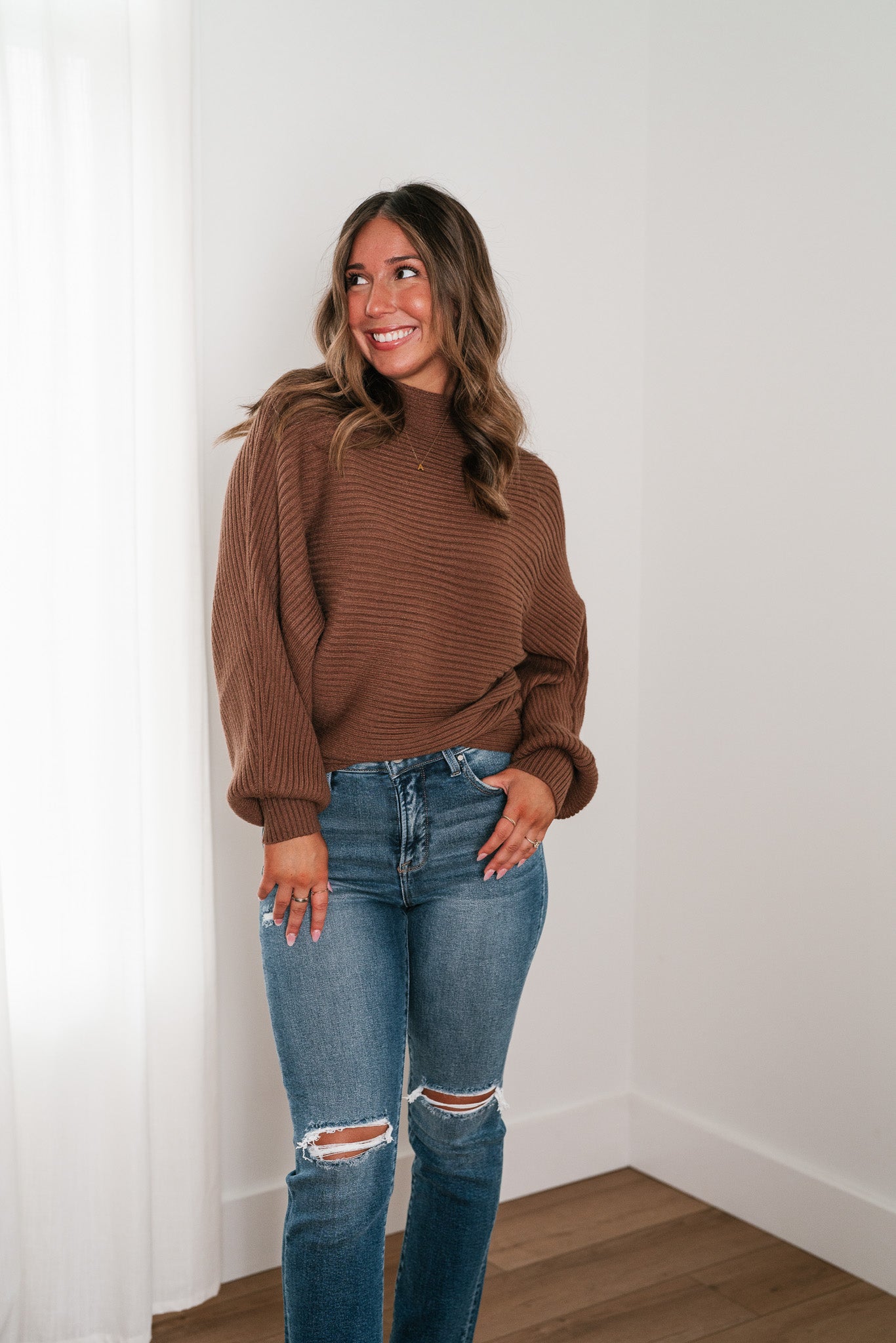 Portland Mock Neck Dolman Sleeve Top