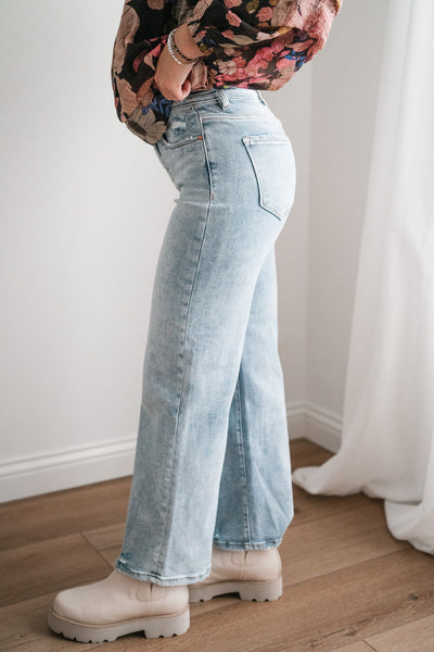 Risen Nova High Rise Tummy Control Wide Leg Jean