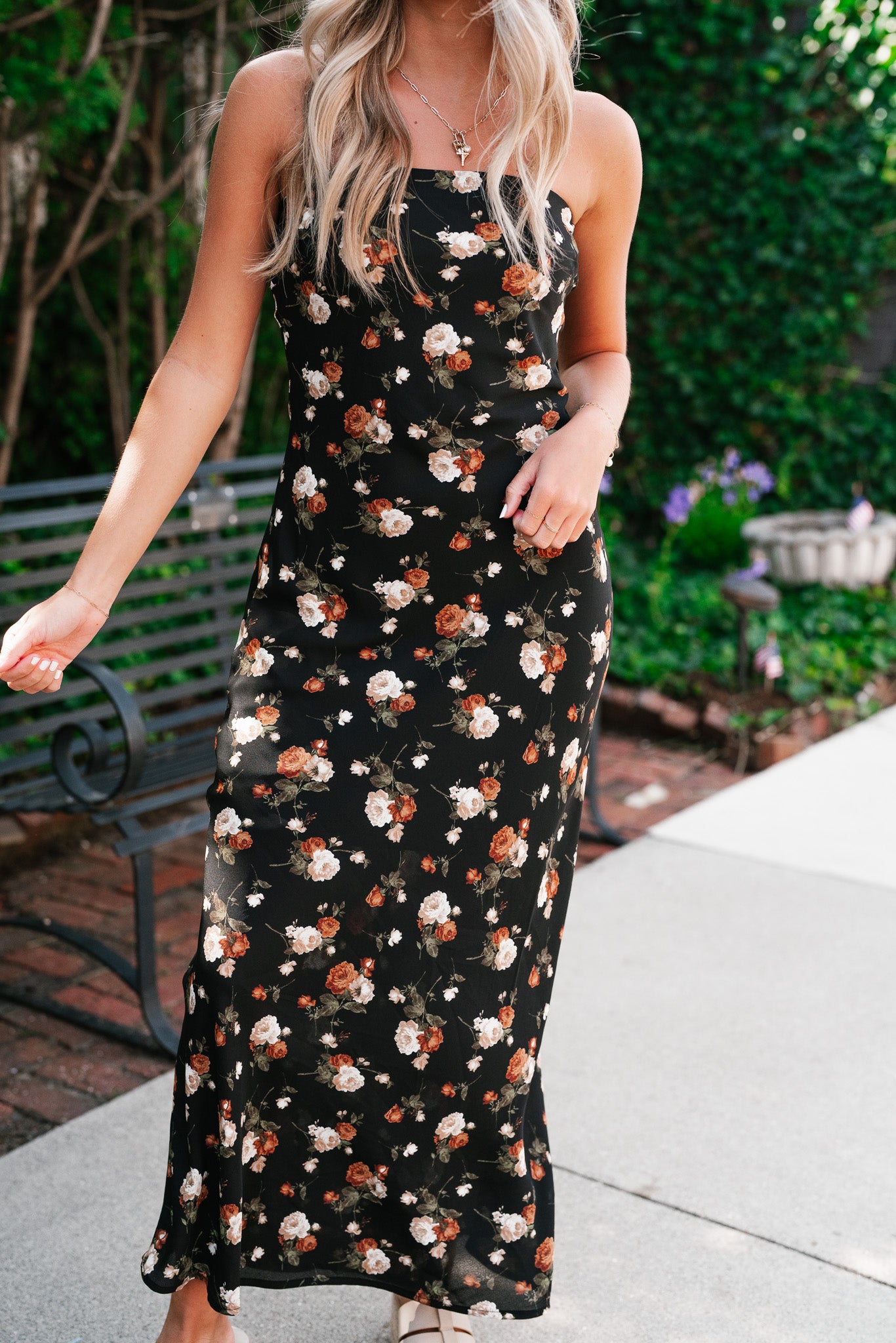 Ella May Floral Strapless Midi Dress