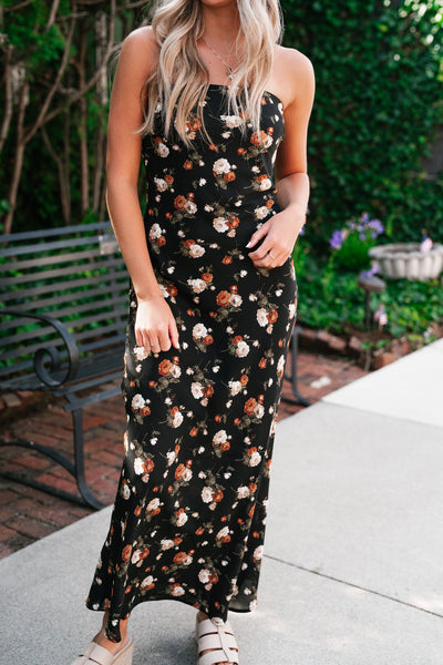 Ella May Floral Strapless Midi Dress